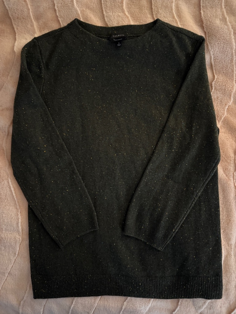 Talbots Dark Green Crewneck Sweater with Flecked Knit